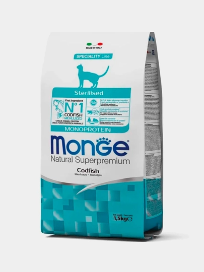 Сухой корм Monge Cat Sterilised Codfish, 1500 г
