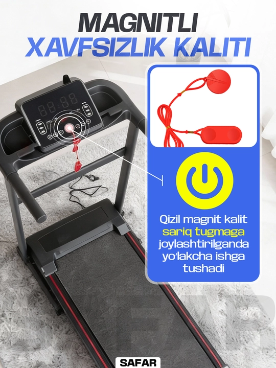 Uy uchun yig‘iladigan elektr yugurish yo‘lagi, 8-12 km-soat