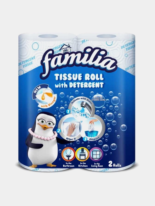 Qog‘oz sochiqlar Familia yuvish vositasi bilan 3 qatlam 2 rulon - 