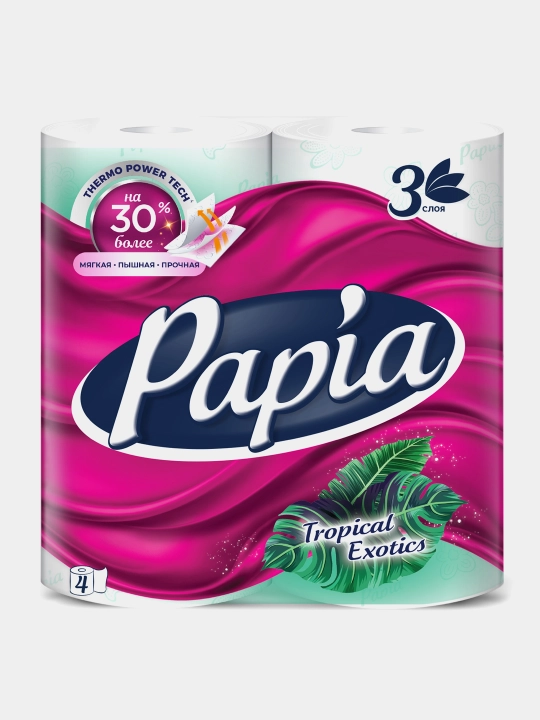 Hammom qog‘ozı Papia Tropical Exotic 3 qavat 4 rulon - 