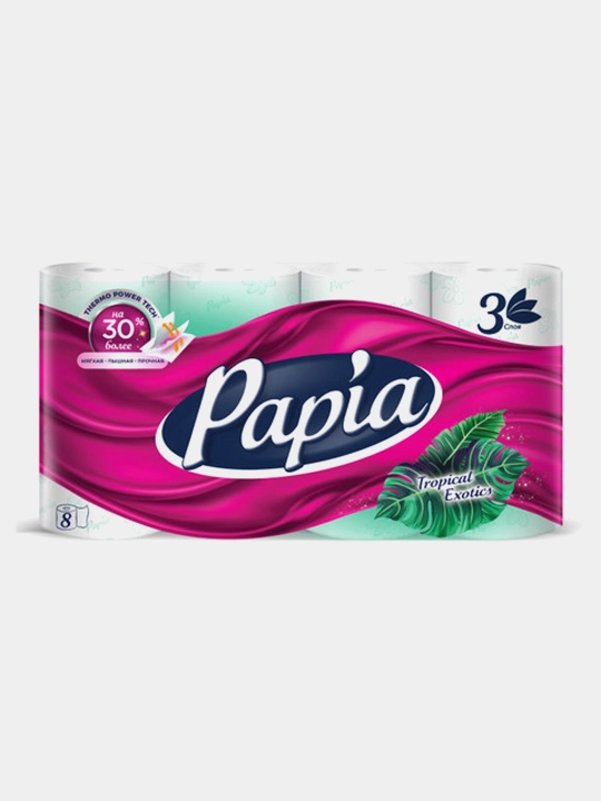 Hammom qog‘ozı Papia Tropical Exotics 3 qavat 8 rulon - 