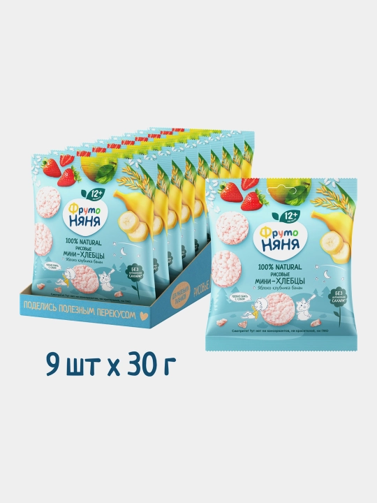 FrutoNyanya guruch mini nonlari olma, qulupnay va banan bilan 30 g