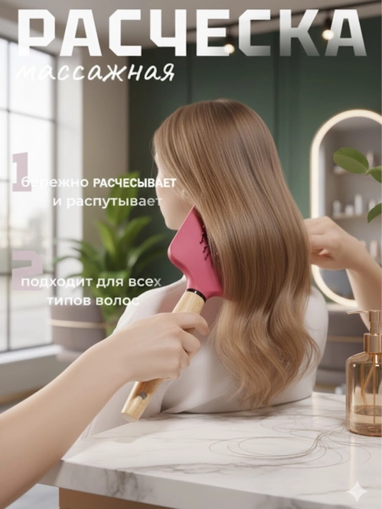Salon yog‘och dastali massaj taroq, sochlarni mustahkamlash va bosh terisini uchun