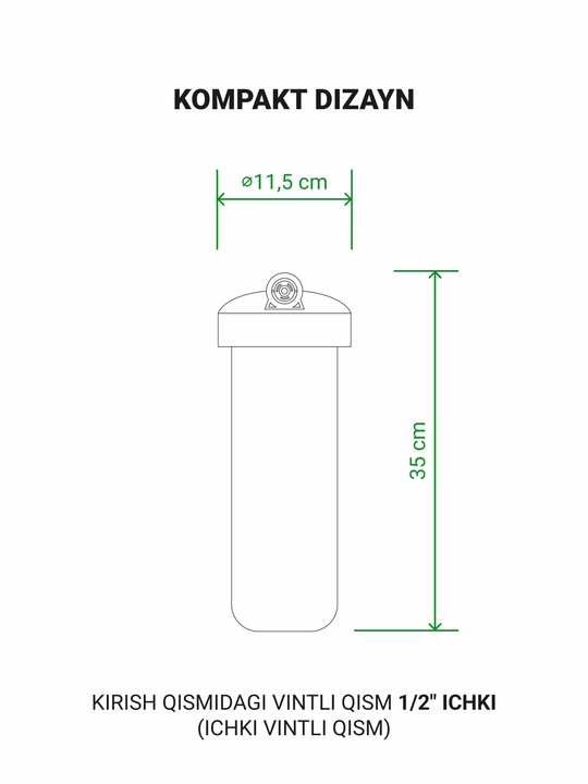 Filtri korpusi Geyser Garant 1/2 10SL sovuq suv uchun, magistral filtr, plastikdan