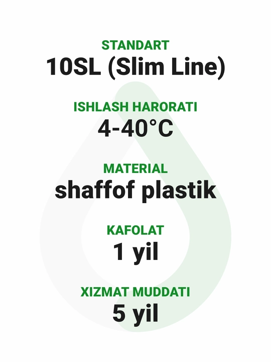 Filtri korpusi Geyser Garant 1/2 10SL sovuq suv uchun, magistral filtr, plastikdan