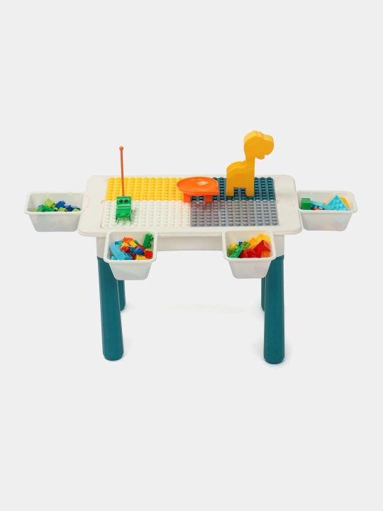 Konstruktorli 6si 1da bolalar o‘yin stoli, stulcha, lego kubiklari