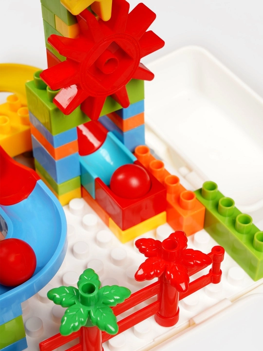 Konstruktorli 6si 1da bolalar o‘yin stoli, stulcha, lego kubiklari