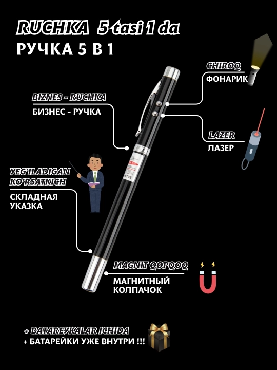 Erkaklar sovg'a to'plami, brelok, lazerli ko'rsatkich ruchka, elektron zajigalka