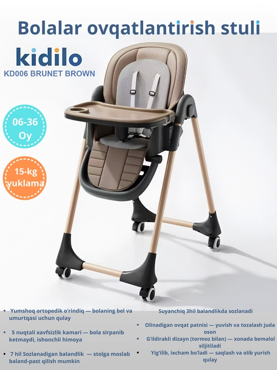 Bolalarni ovqatlantirish stuli KIDILO KD-006 - 