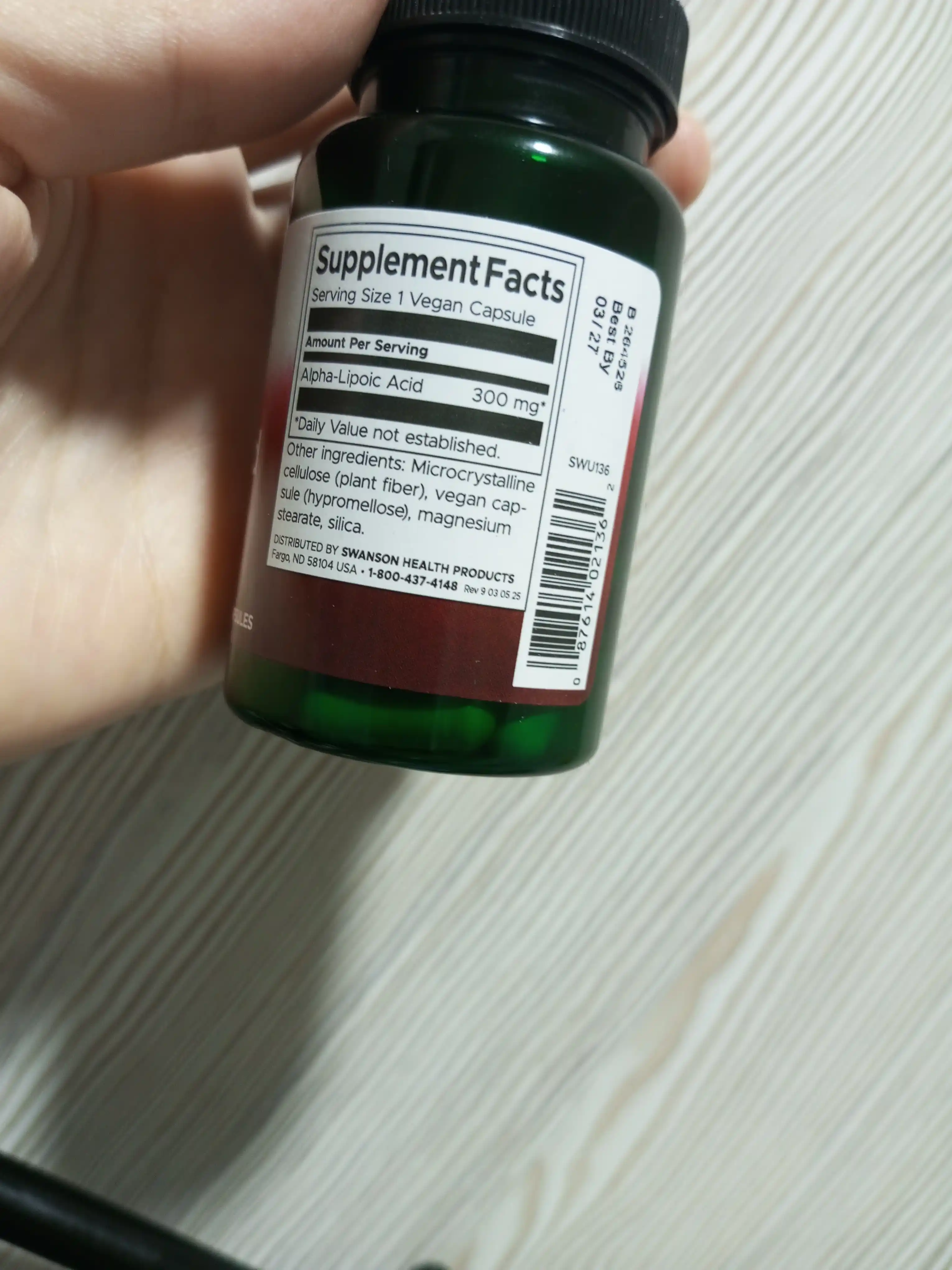 Swanson Alfa lipoik kislotasi, 300 mg, kapsulalarda