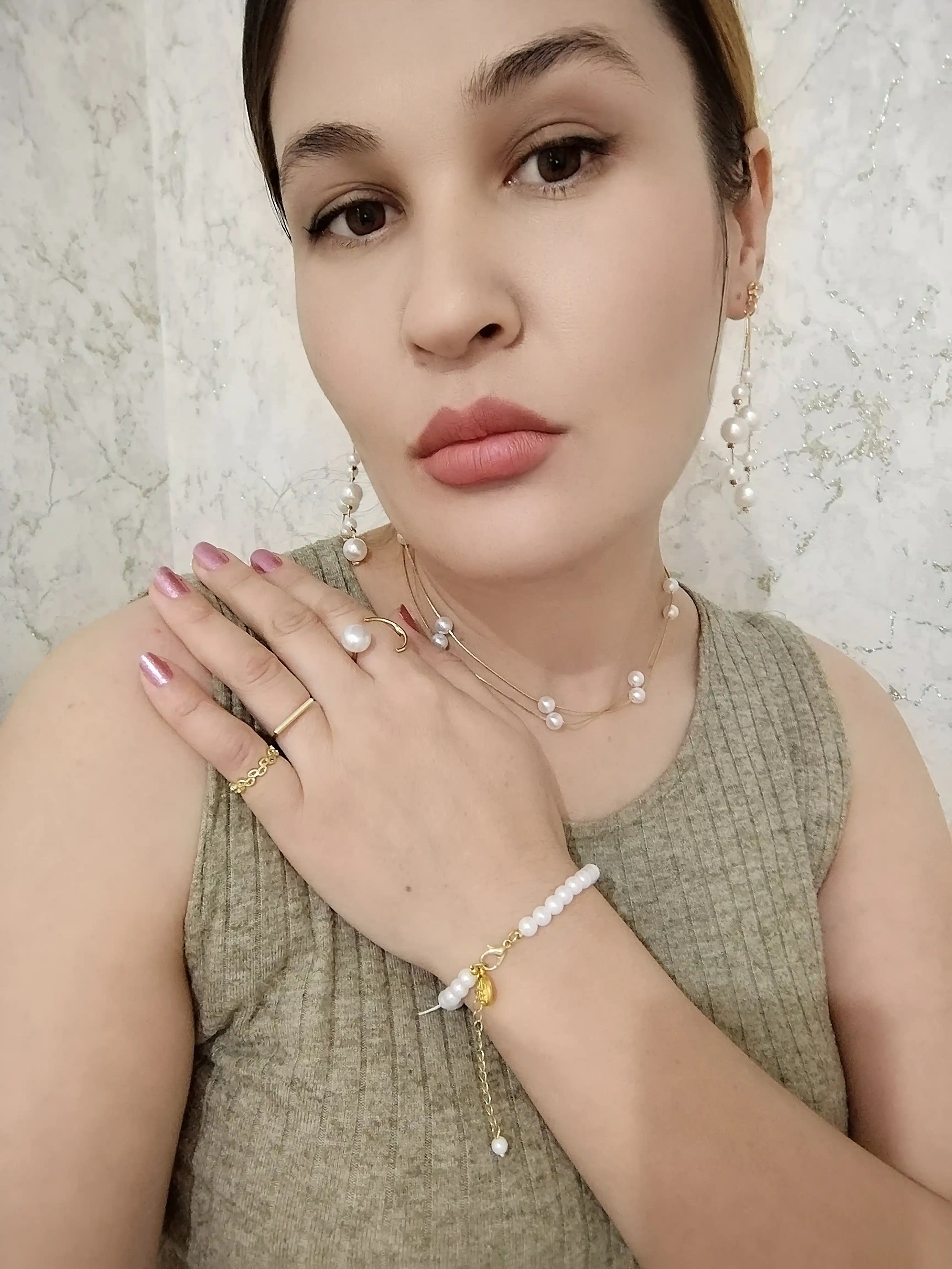 Marvarid bilan bo'yin zanjiri, choker, ayollar va qizlar uchun