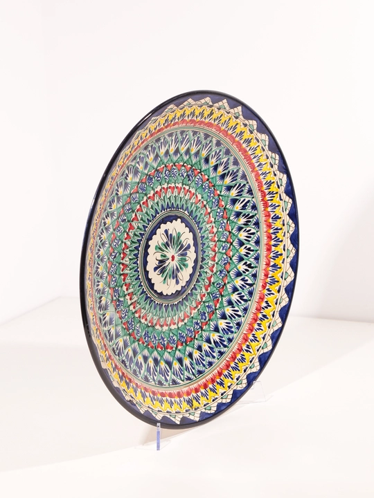 Ляган круглый керамический, 42 см, ручная работа, Риштан, блюдо для подачи