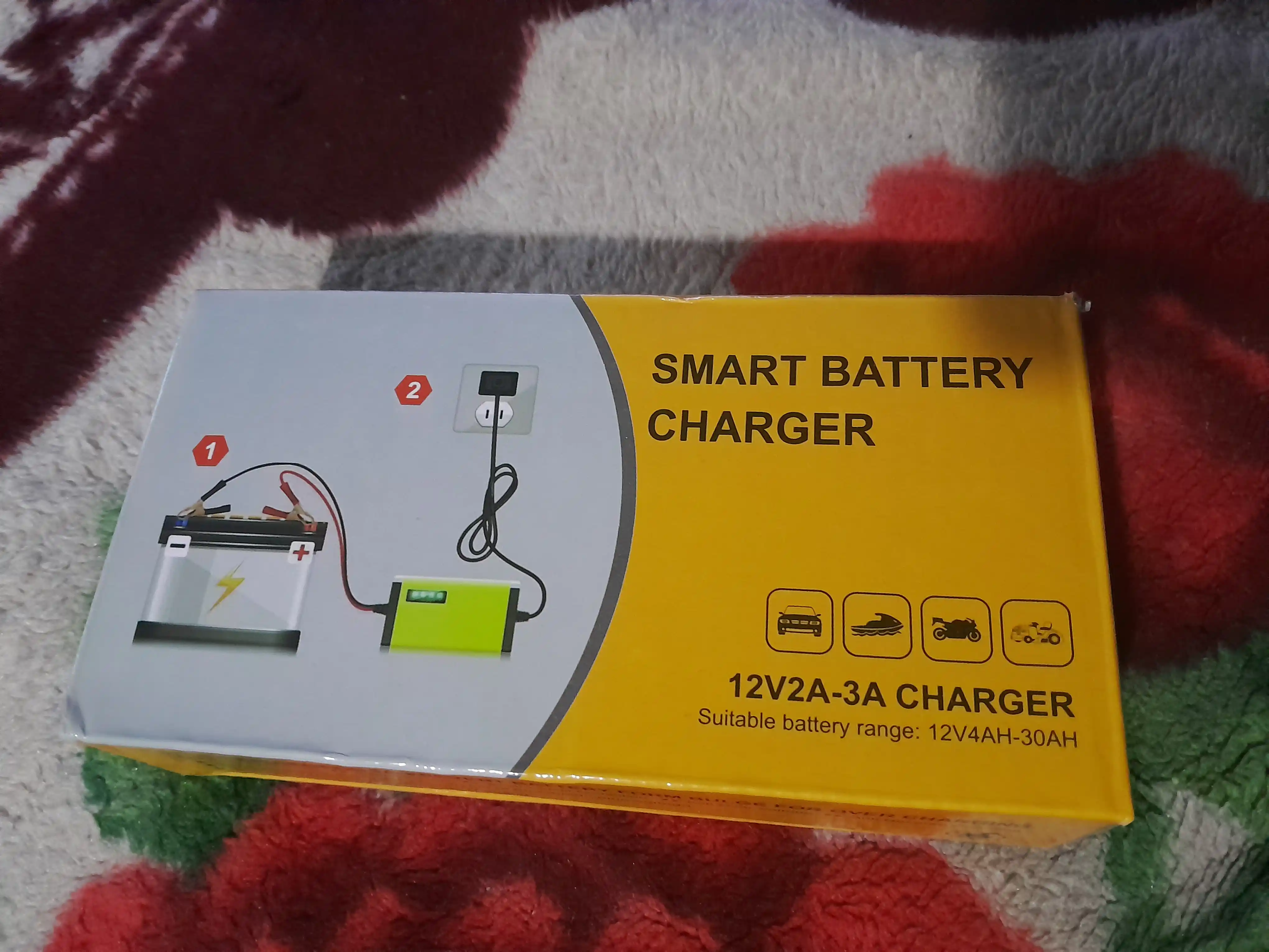 12V 2A akkumulyator zaryadlovchi qurilma (avtomobil va mototsikl uchun, LED indikatorli)