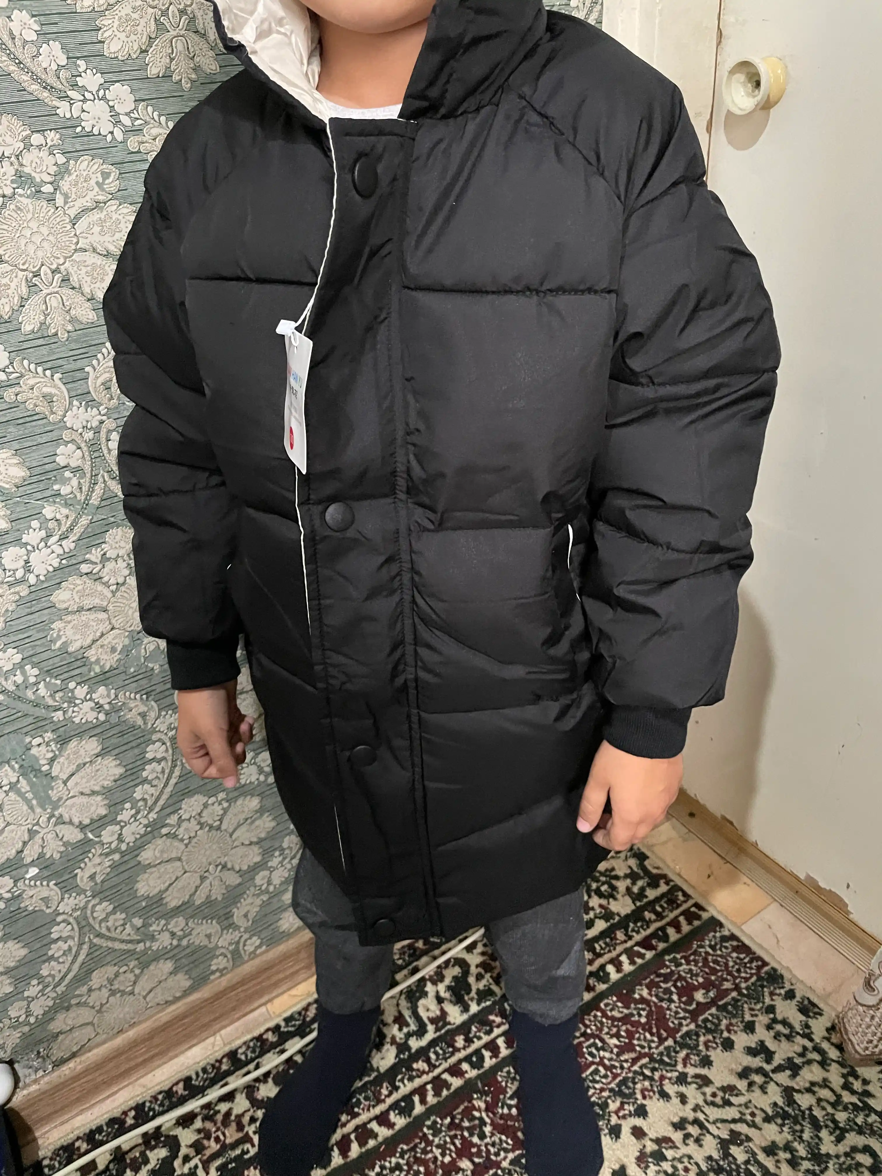 Bolalar uchun qishki kurtka, qizlar va o‘g‘il bolalar uchun, issiq, uzun va qalin kurtka