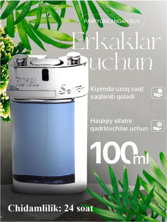 Erkaklar uchun atir ROYAL, sovg`a uchun, 100 ml