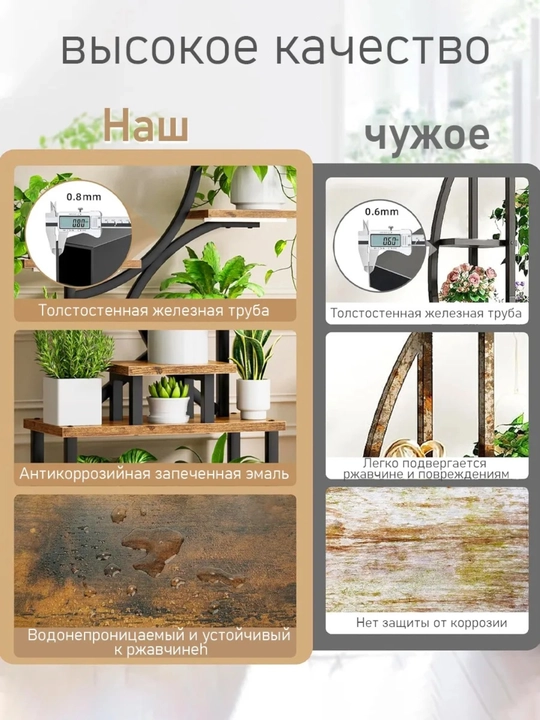 Подставка для цветов многоярусная, полка для растений и декора, стойка для дома, стеллаж