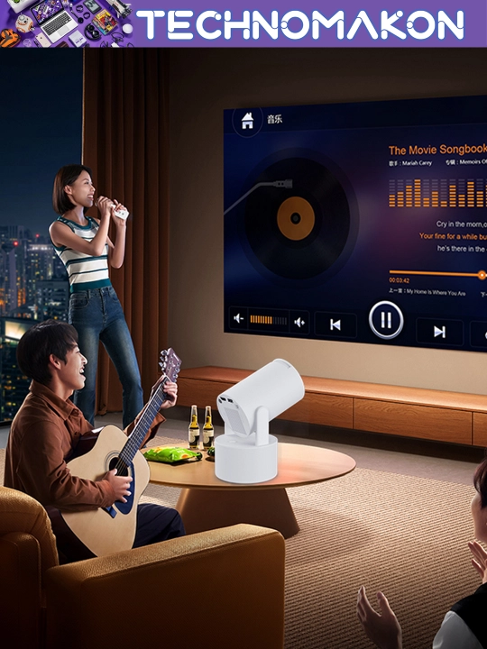 Караоке проектор для фильмов, домашний, HD, Android, Wi-Fi 6, bluetooth, смарт проектор