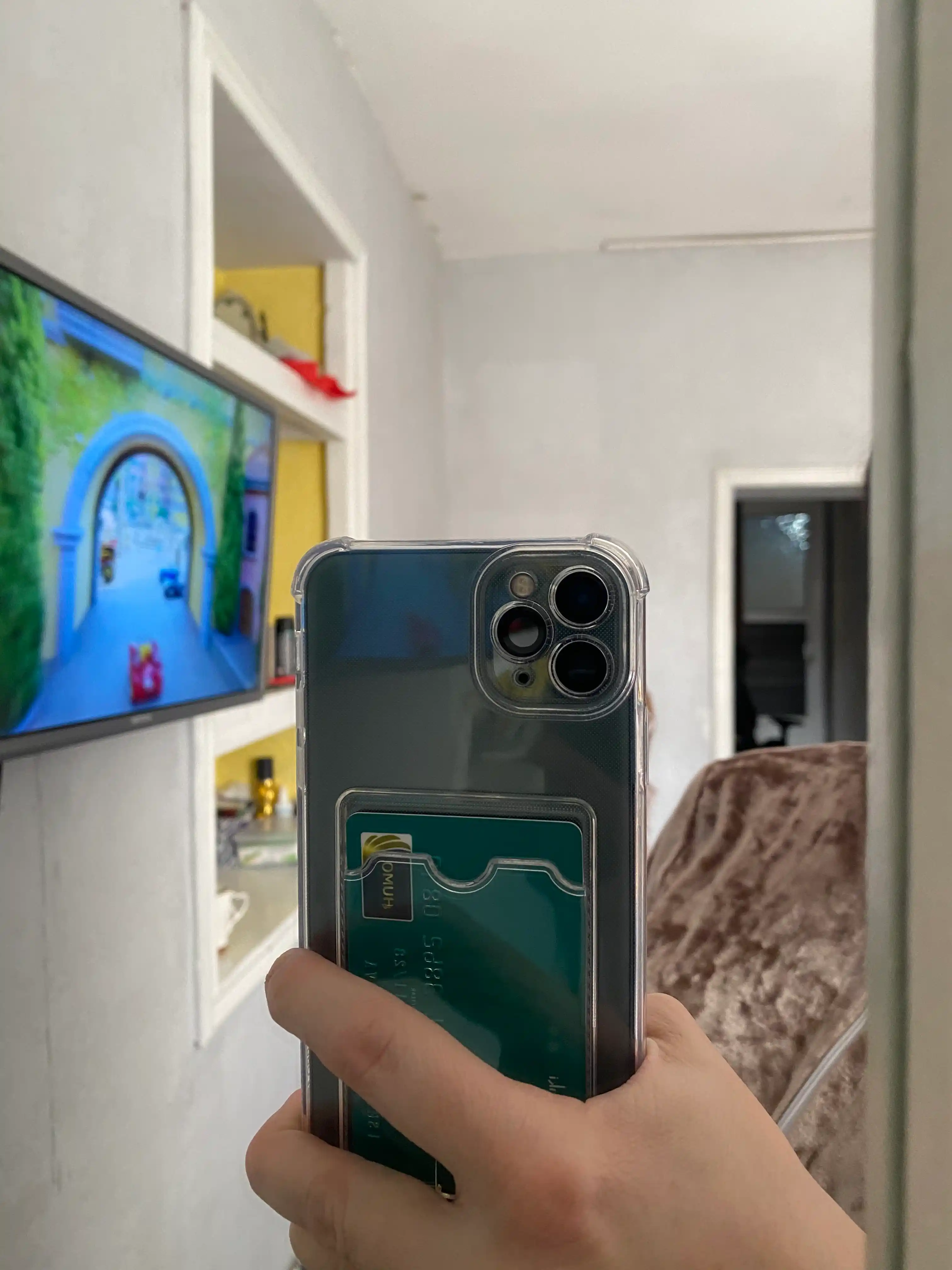 Чехол с карманом для карт, iPhone 6, 7, 8, SE, XS, 11, 12, 13, 14, 15 Pro, Max прозрачный