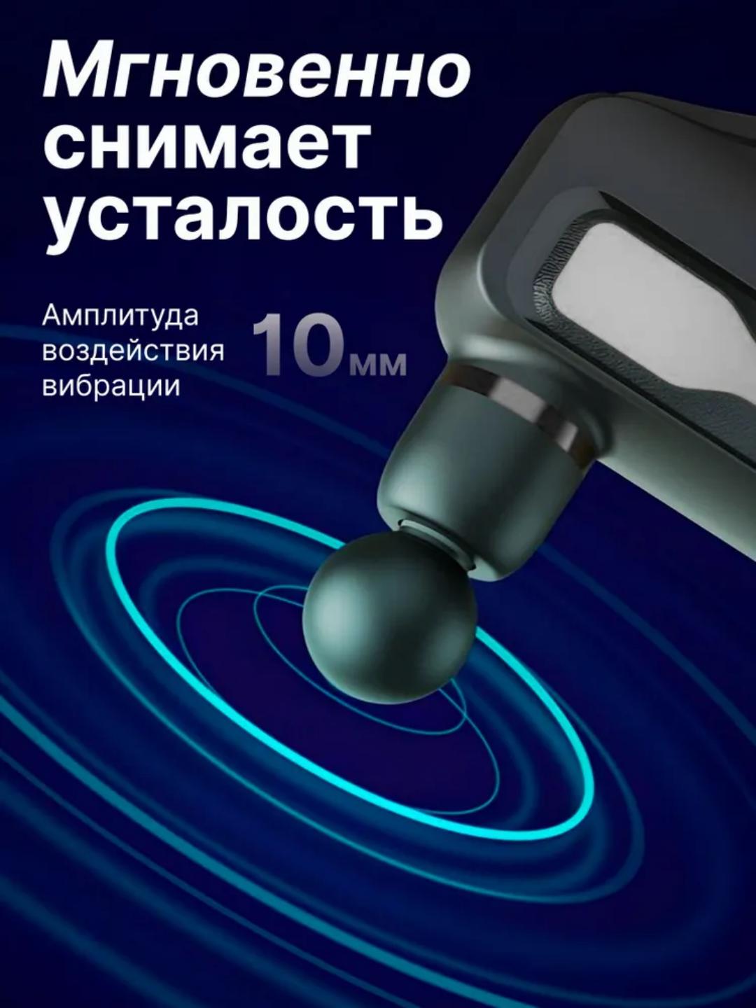 Перкуссионный массажер для тела HB-003: 32 скорости, 8 насадок, сенсорный LCD дисплей