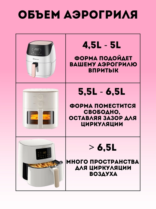 Форма для аэрогриля для запекания / выпечки, квадратная и круглая, для кухни