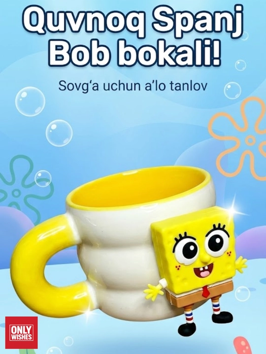 Spanj Bob 3D dizaynli keramika krujka, ajraladigan figurali bolalar va sovg‘a uchun
