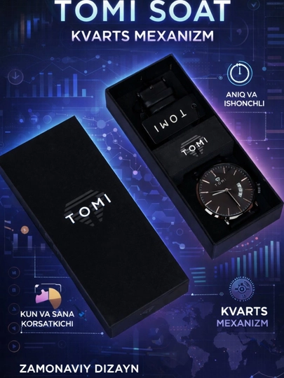TOMI мужские классические наручные часы, с календарем, кожаный ремешок