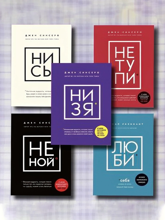 5 книг: Ни Сы, Не Ной, Не Тупи, Ни Зя, ЛюБи, Джен Синсеро - 