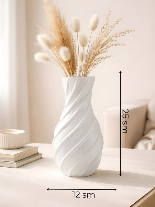 Ваза стеклянная для цветов, декоративная ваза для интерьера –  минимализм, белый и чёрный