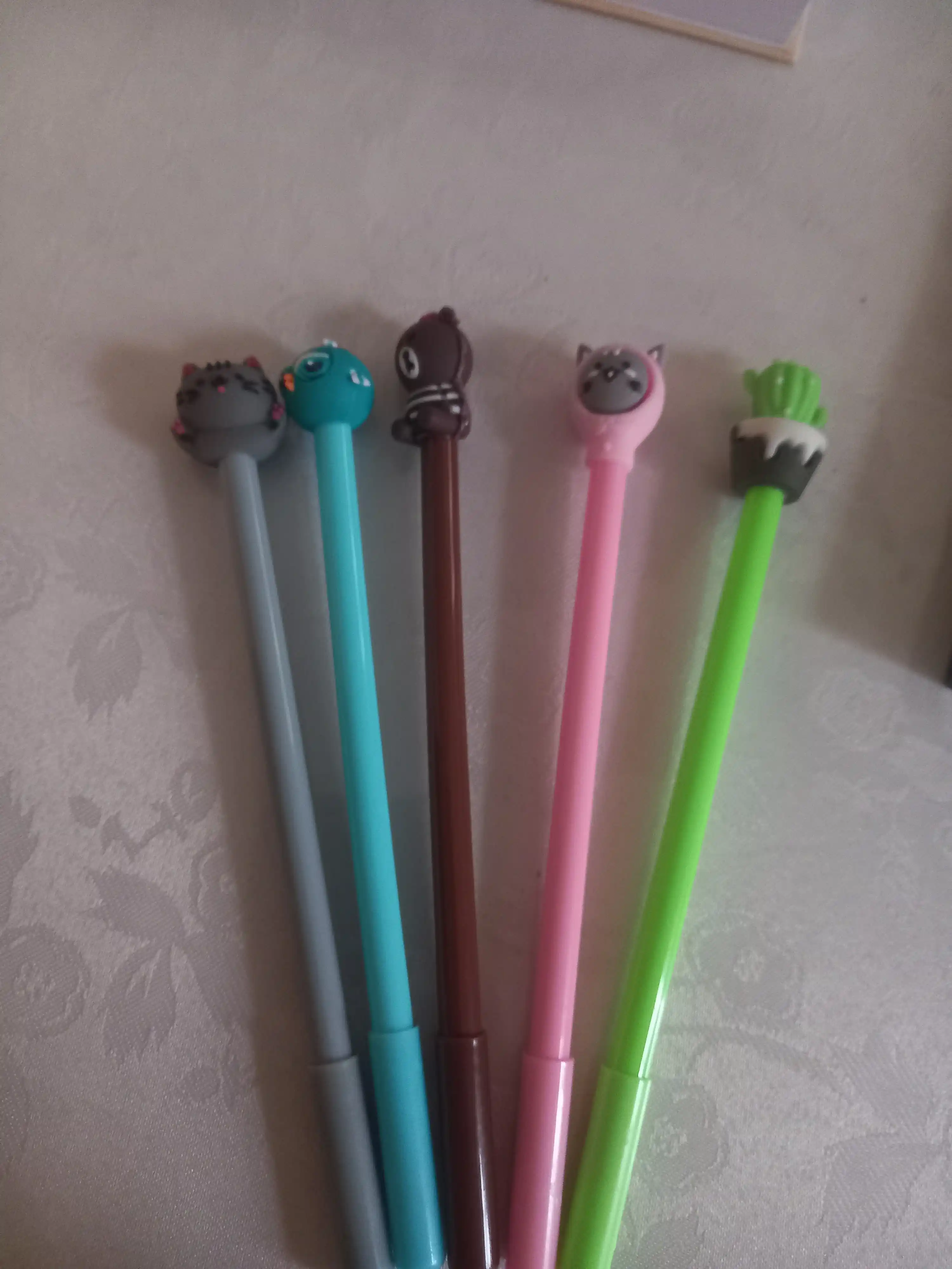 Ручки шариковые с игрушками, синие, 5 штук