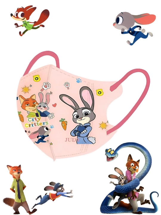 KN95 bir martalik bolalar niqobi, 3–12 yosh, multfilm dizayn Zootopia