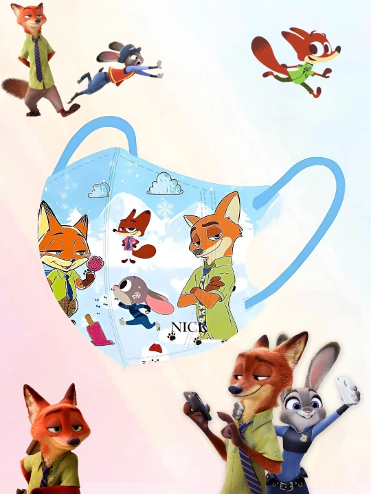 KN95 bir martalik bolalar niqobi, 3–12 yosh, multfilm dizayn Zootopia