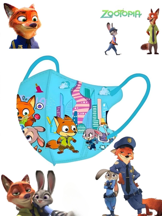 KN95 bir martalik bolalar niqobi, 3–12 yosh, multfilm dizayn Zootopia