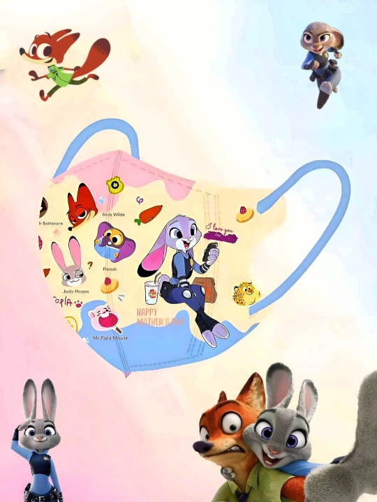 KN95 bir martalik bolalar niqobi, 3–12 yosh, multfilm dizayn Zootopia