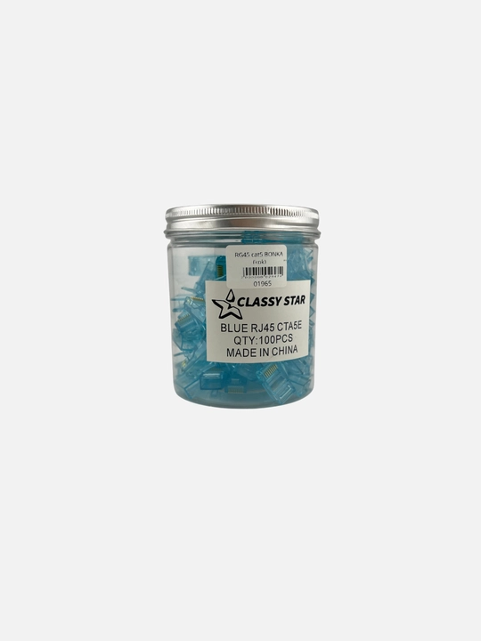 Classy Star RJ45 Cat5e Ethernet konnektorlar, ko‘k rang — 100 dona