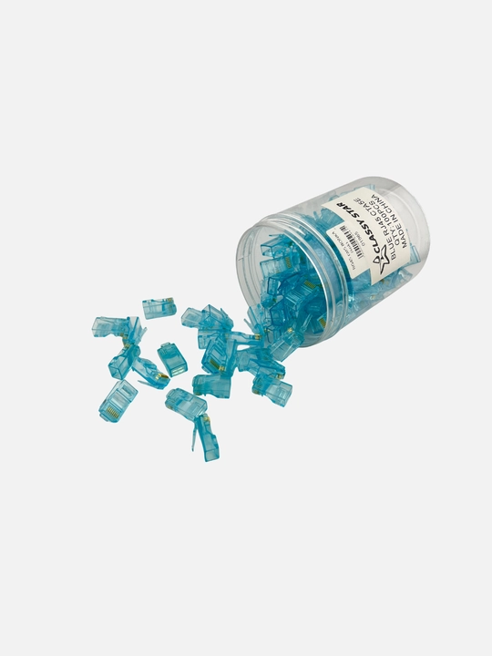 Classy Star RJ45 Cat5e Ethernet konnektorlar, ko‘k rang — 100 dona