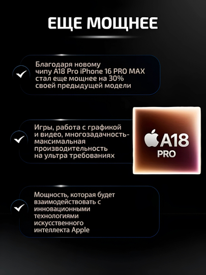 Smartfon iPhone 16 Pro, Pro Max, 128, 256 ГБ, 1-SIM, Dual-SIM, g'ilof va oyna sovg'aga