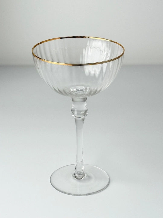 Стеклянные креманки (бокалы coupe) 6 шт., с золотистой кромкой, для десерта/коктейля