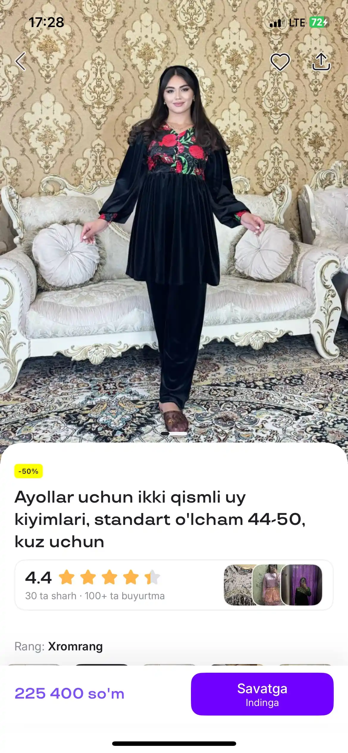 Ayollar uchun ikki qismli uy kiyimlari, standart o'lcham 44-50, kuz uchun