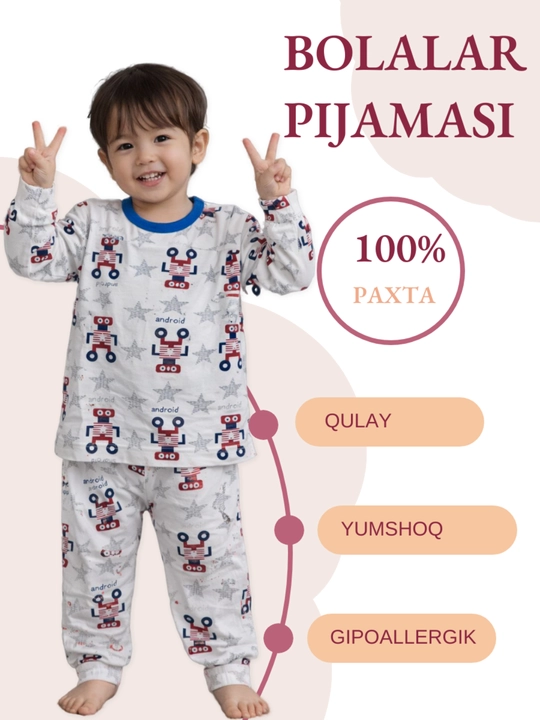 Qiz bolalar uchun pijamalar, 100% paxta. Tungi pijamalar - 