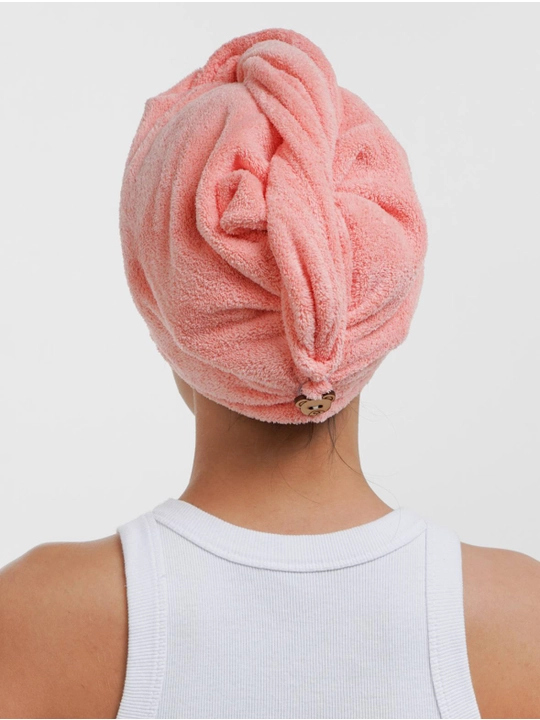 Полотенце тюрбан для сушки волос Hair Drying Cap, с пуговицей, из микрофибры, 1 шт