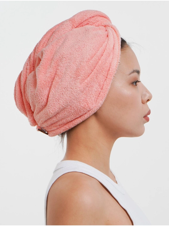 Полотенце тюрбан для сушки волос Hair Drying Cap, с пуговицей, из микрофибры, 1 шт