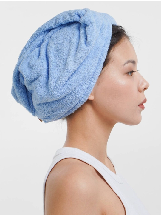 Полотенце тюрбан для сушки волос Hair Drying Cap, с пуговицей, из микрофибры, 1 шт