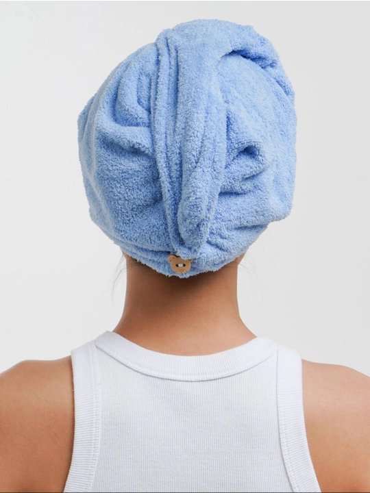 Полотенце тюрбан для сушки волос Hair Drying Cap, с пуговицей, из микрофибры, 1 шт