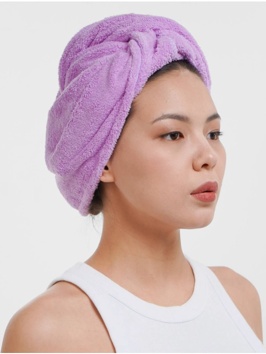 Полотенце тюрбан для сушки волос Hair Drying Cap, с пуговицей, из микрофибры, 1 шт