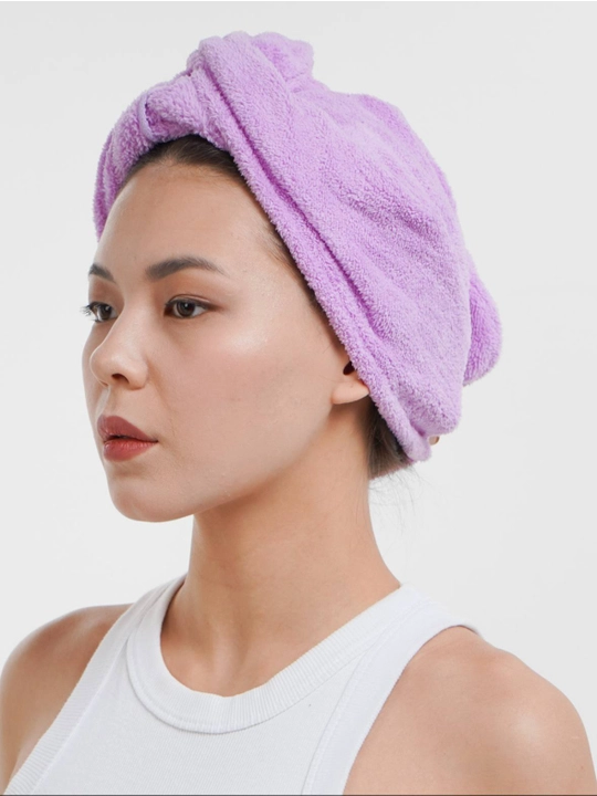 Полотенце тюрбан для сушки волос Hair Drying Cap, с пуговицей, из микрофибры, 1 шт