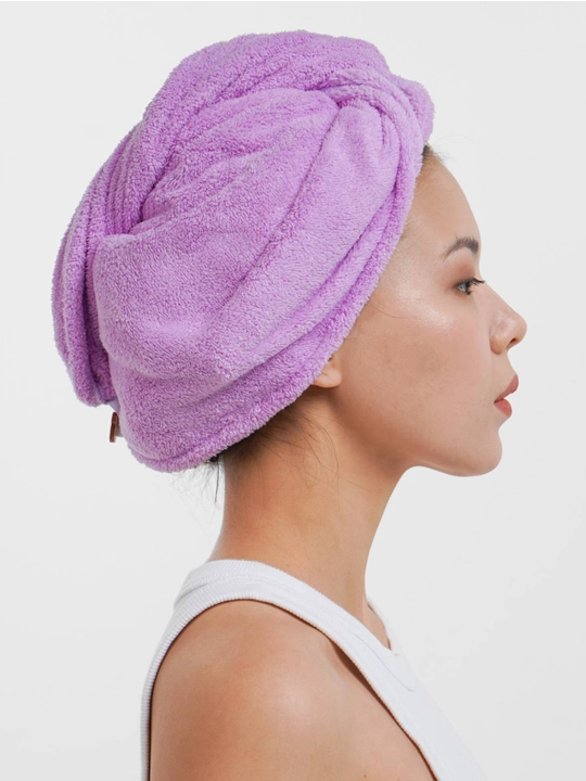 Полотенце тюрбан для сушки волос Hair Drying Cap, с пуговицей, из микрофибры, 1 шт