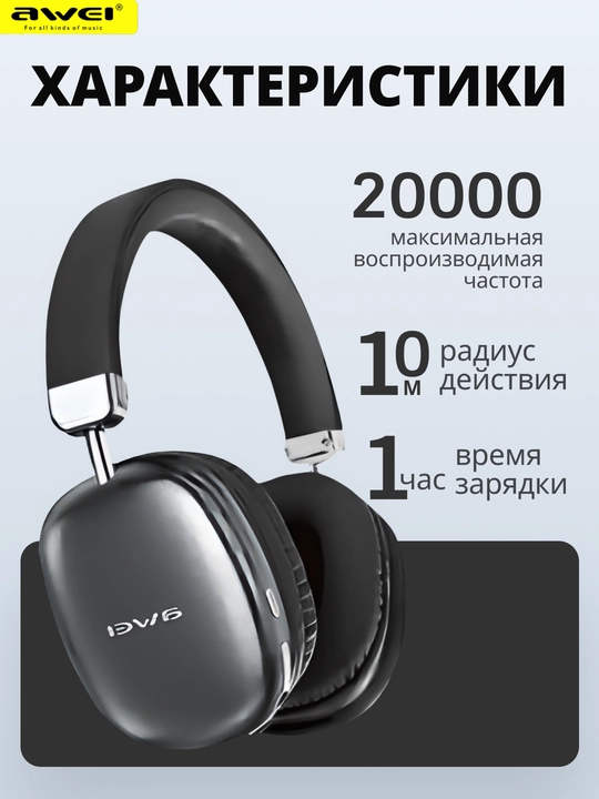 AWEI AT8 kuchli bass, FM radiosi va 40 soatlik Bluetooth 5.4 simsiz quloqchinlari