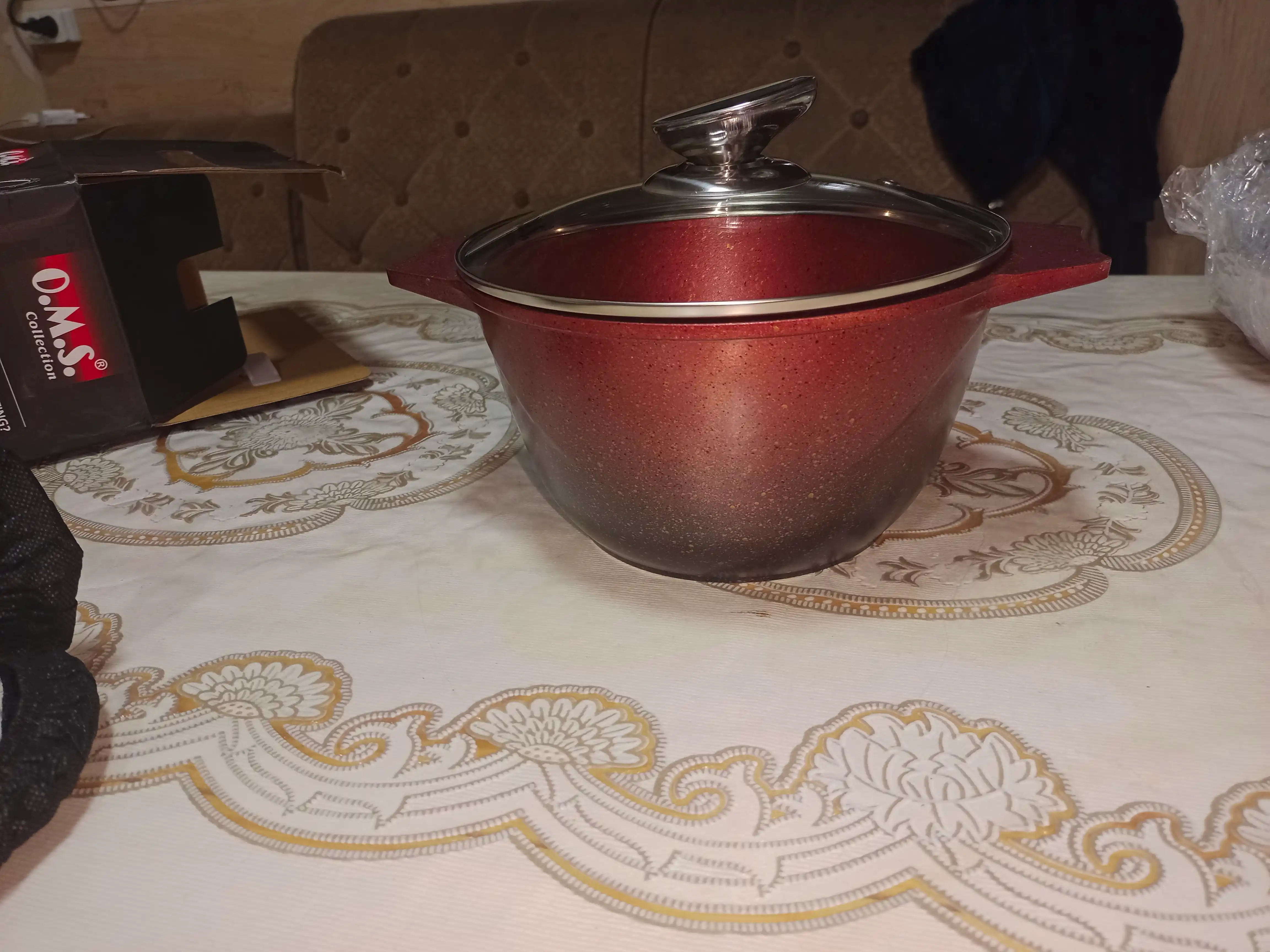 Qozon Yopishmaydigan granit, qopqog'li O.M.S 15022 (+induksion)