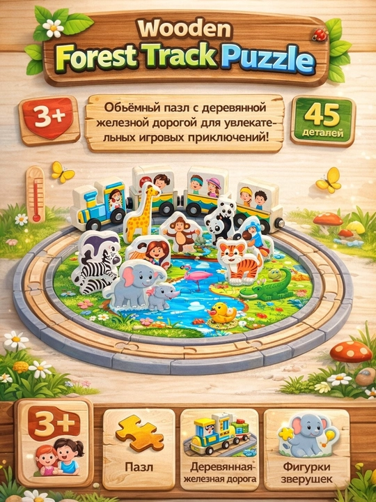 Wooden Forest Track Puzzle - 