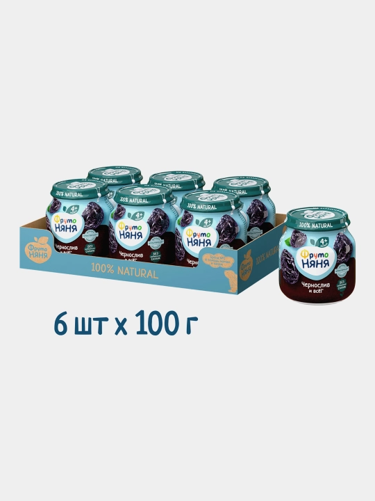 Пюре фруктовое ФрутоНяня черносливовое натуральное 100 г пауч 12 шт - 